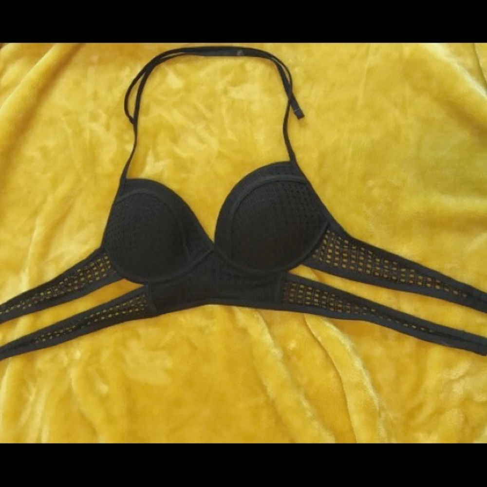 Cute black lace bathing suit top NEW